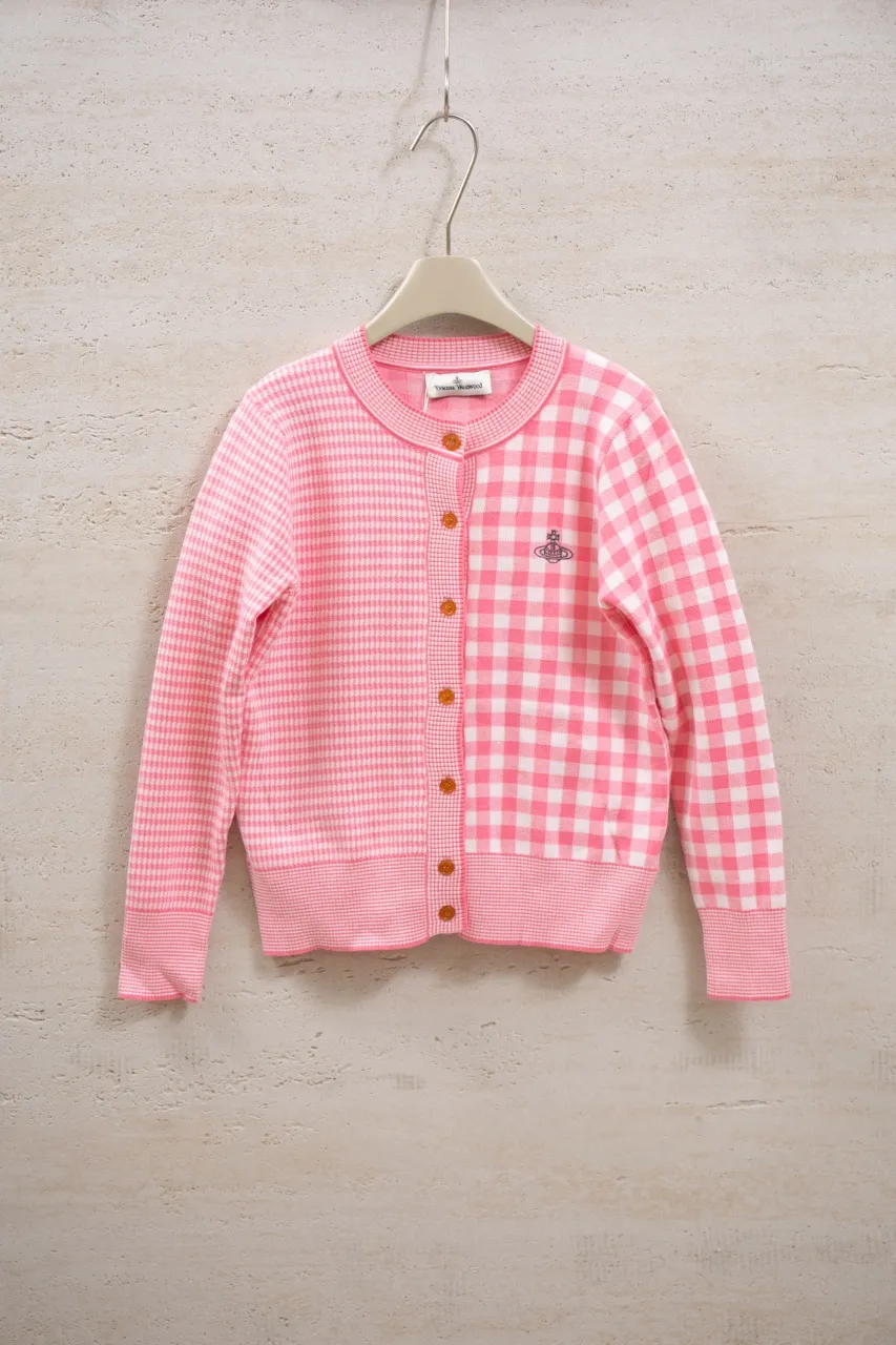 vivienne west wood queen mother 25 new autumn and winter embroidery splicing knitted round neck cardigan S M L